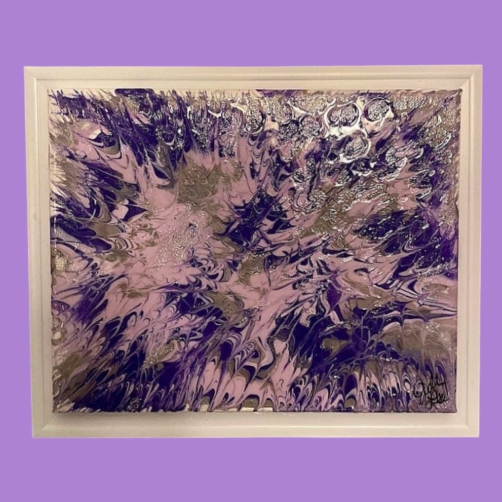 Framed Abstract Acrylic/Resin Art - Picture 2 of 8